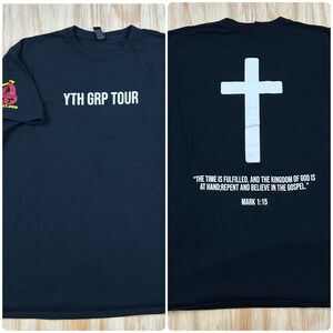 Sam Llanes Christian Music Tour T Shirt YTH GRP Tour Black Size XL Cross Jesus
